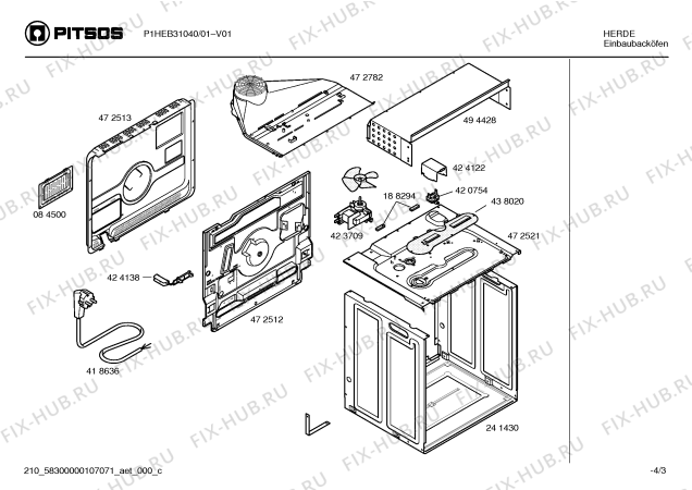 Схема №1 P1HEB31020 с изображением Инструкция по установке/монтажу для плиты (духовки) Bosch 00594873