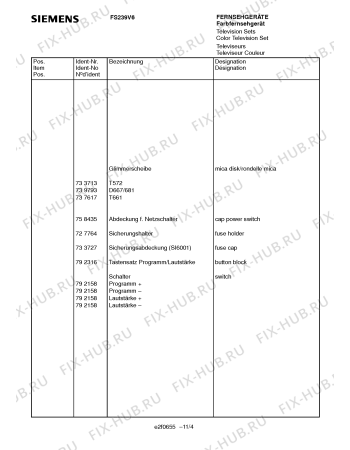 Схема №1 FS239V6 с изображением Инструкция по эксплуатации для телевизора Siemens 00530906