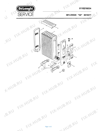 Схема №1 061521T с изображением Модуль (плата) для электрообогревателя DELONGHI 592550
