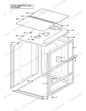 Взрыв-схема плиты (духовки) Electrolux EOG9330XN - Схема узла H10 Outer Frame