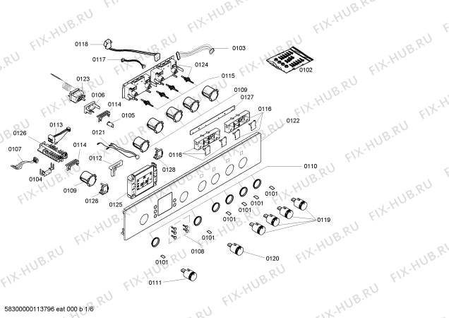 Схема №1 U1461S2GB с изображением Панель управления для электропечи Bosch 00434716