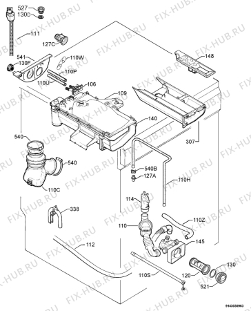 Взрыв-схема стиральной машины Electrolux EWW1290 - Схема узла Hydraulic System 272
