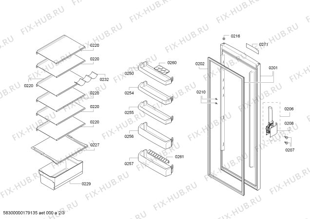 Схема №1 3FC1662P с изображением Панель для холодильной камеры Bosch 00752685