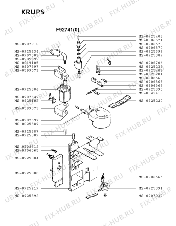 Взрыв-схема кофеварки (кофемашины) Krups F92741(0) - Схема узла 3P001883.1P3