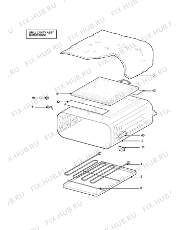 Взрыв-схема плиты (духовки) Tricity Bendix SIE531TCGR - Схема узла H10 Grill cavity assy