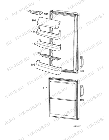 Взрыв-схема холодильника Electrolux ERB2645 - Схема узла Door 003