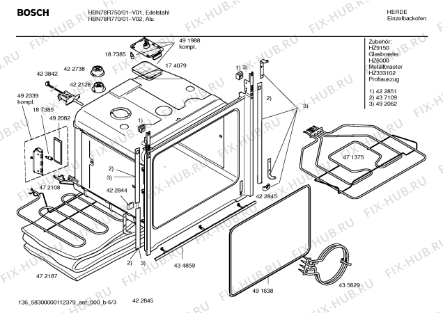 Схема №1 HBN78R770 с изображением Информационная папка для духового шкафа Bosch 00588240