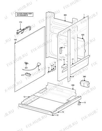 Взрыв-схема плиты (духовки) Parkinson Cowan SG505XL - Схема узла H10 Outer Frame