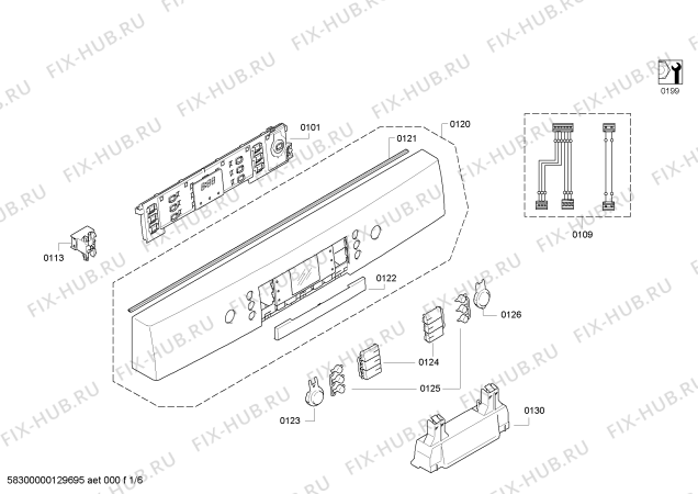 Схема №1 SMS50E06GB с изображением Передняя панель для посудомоечной машины Bosch 00669536