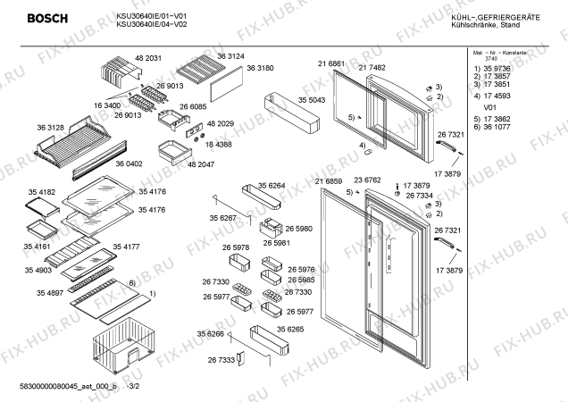 Взрыв-схема холодильника Bosch KSU30640IE - Схема узла 02