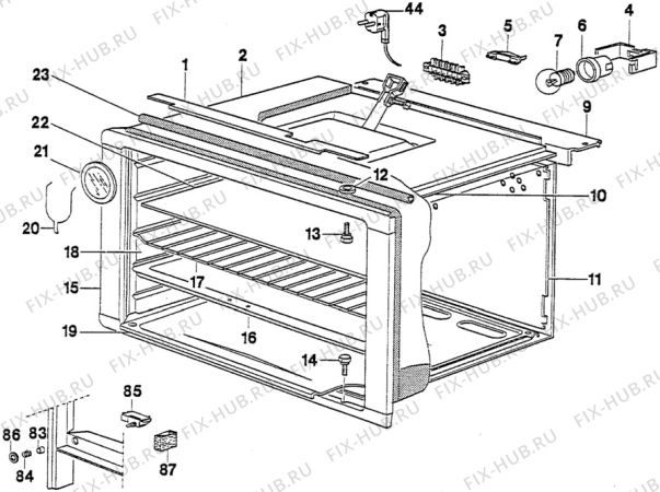 Взрыв-схема плиты (духовки) Electrolux CF666G1 - Схема узла H10 Main Oven Cavity (large)