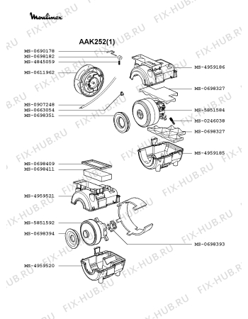 Взрыв-схема пылесоса Moulinex AAK252(1) - Схема узла HP002377.7P2