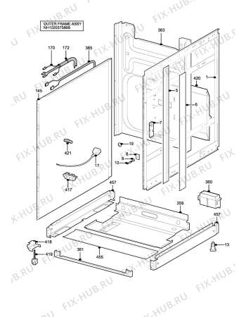 Взрыв-схема плиты (духовки) Parkinson Cowan SN55TCBUN - Схема узла H10 Outer Frame