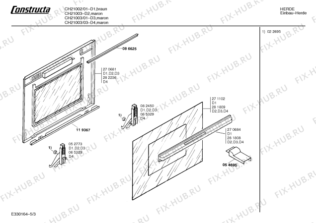 Схема №1 CH21001 с изображением Панель для плиты (духовки) Bosch 00281807