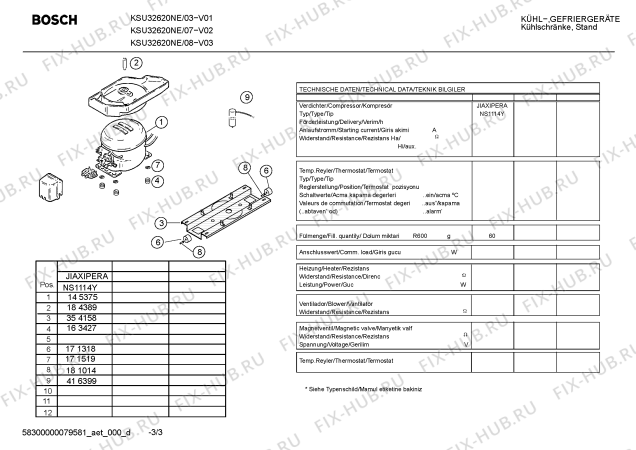 Взрыв-схема холодильника Bosch KSU32620NE - Схема узла 03