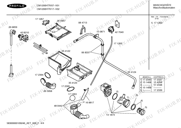 Схема №1 CM1200HTR Profilo CM1200H с изображением Инструкция по эксплуатации для стиралки Bosch 00597493