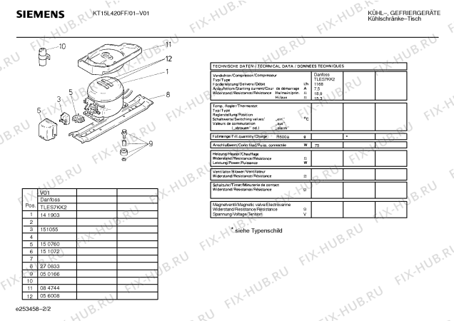 Взрыв-схема холодильника Siemens KT15L420FF - Схема узла 02