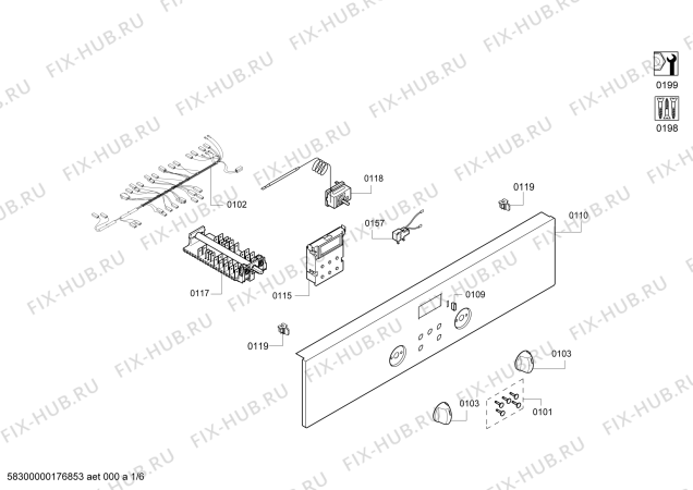 Схема №1 HBN331E5B Bosch с изображением Кабель для духового шкафа Bosch 00658560