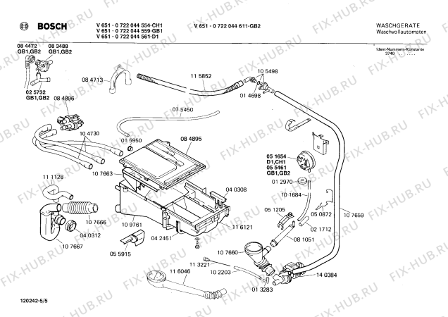 Взрыв-схема стиральной машины Bosch 0722044554 V651 - Схема узла 05