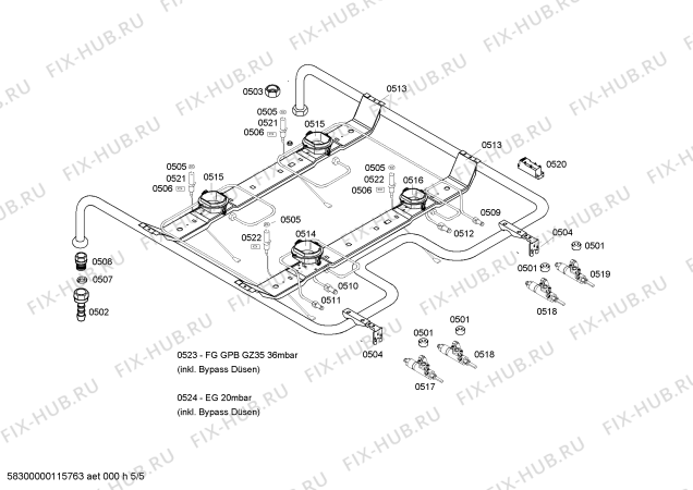 Схема №2 HSG312020F с изображением Столешница для плиты (духовки) Bosch 00243772