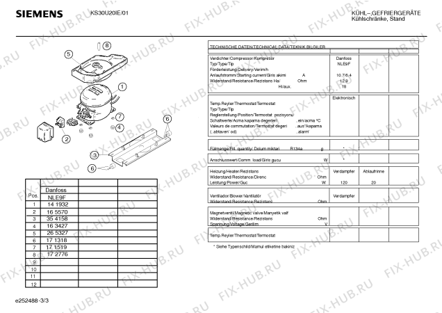 Взрыв-схема холодильника Siemens KS30U20IE - Схема узла 03