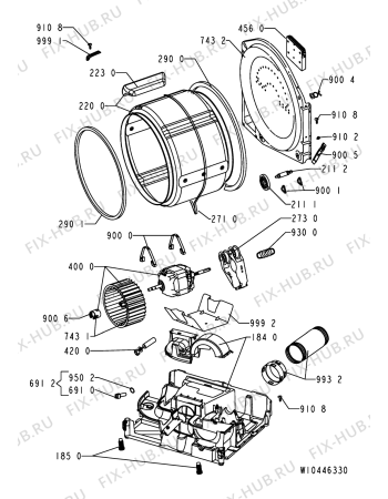 Взрыв-схема стиральной машины Whirlpool AWZ 880 - Схема узла