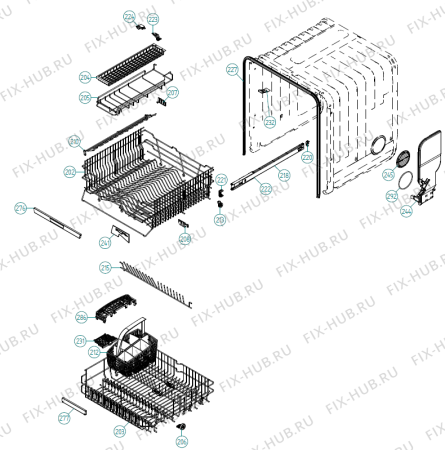 Взрыв-схема посудомоечной машины Asko D5644 SOF EU   -Stainless (340312, DW90.2) - Схема узла 02