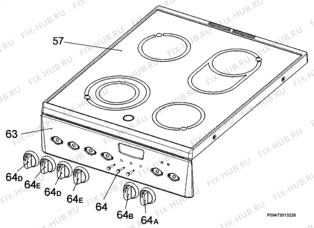 Взрыв-схема плиты (духовки) Electrolux EKV5604 - Схема узла Section 4