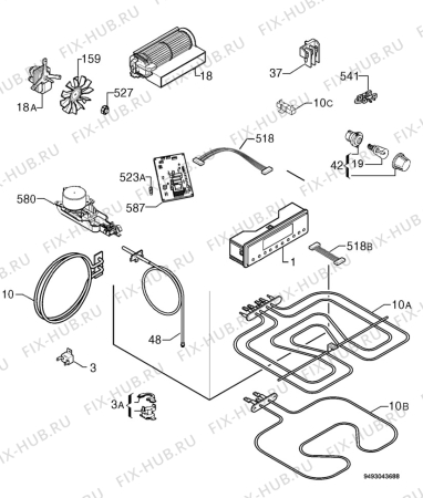 Взрыв-схема плиты (духовки) Zanussi ZYB992X - Схема узла Electrical equipment 268