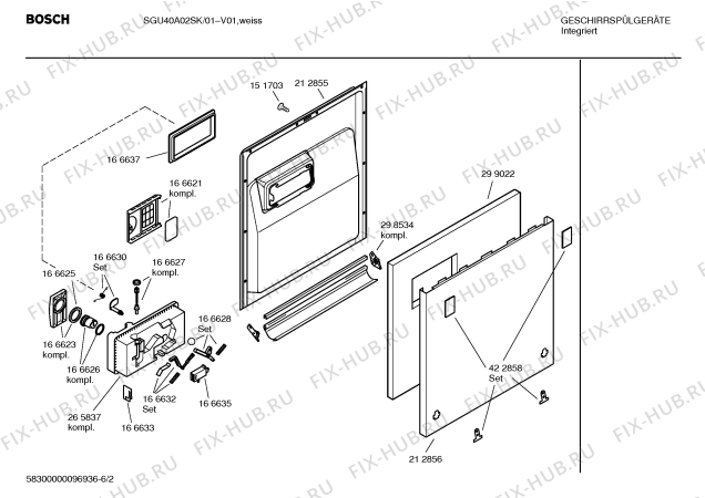 Схема №1 SGU40A02SK с изображением Инструкция по эксплуатации для посудомоечной машины Bosch 00587249