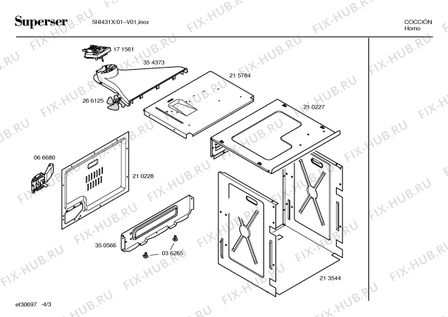 Схема №1 5HI431X с изображением Инструкция по эксплуатации для плиты (духовки) Bosch 00525801