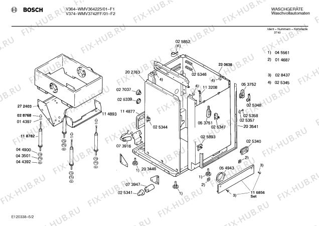 Взрыв-схема стиральной машины Bosch WMV364225 V364 - Схема узла 02