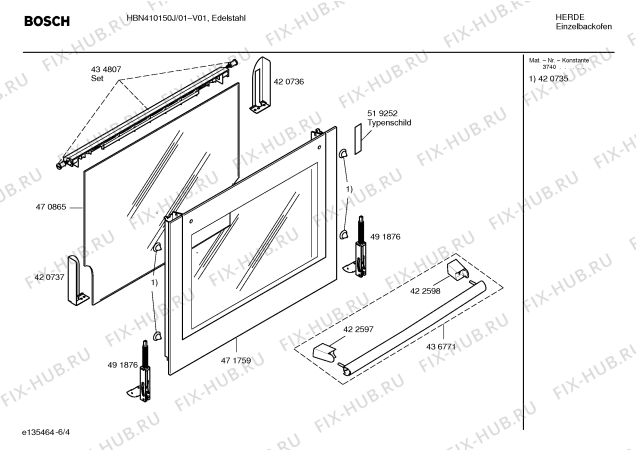 Схема №1 HBN410150J с изображением Инструкция по эксплуатации для духового шкафа Bosch 00588204