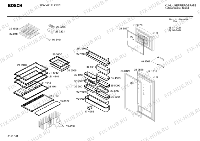 Взрыв-схема холодильника Bosch KSV42121GR - Схема узла 02