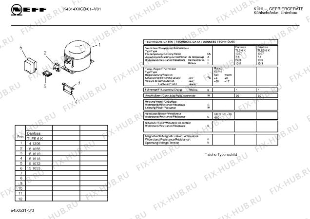 Взрыв-схема холодильника Neff K4314X0GB - Схема узла 03