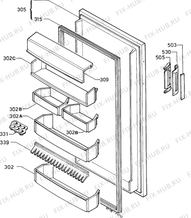 Взрыв-схема холодильника Electrolux ER2323C - Схема узла Door 003