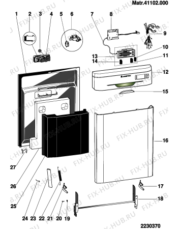 Взрыв-схема посудомоечной машины Hotpoint-Ariston LD44EUCHA (F049003) - Схема узла