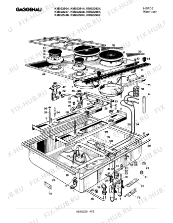 Взрыв-схема плиты (духовки) Gaggenau KM022958 - Схема узла 03