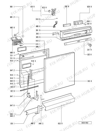 Схема №1 ADP 941/3 WH с изображением Обшивка для посудомоечной машины Whirlpool 481245371043