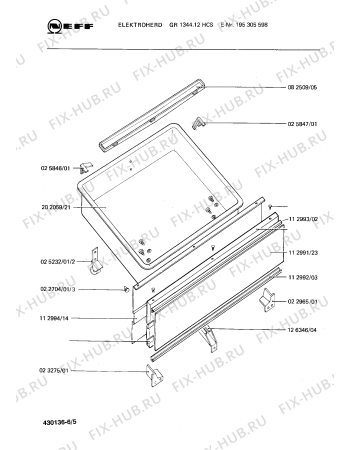 Взрыв-схема плиты (духовки) Neff 195305598 GR1344.12HCS - Схема узла 05