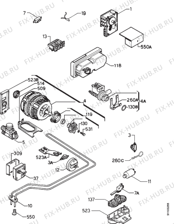 Взрыв-схема посудомоечной машины Zanussi ID4016S - Схема узла Electrical equipment 268