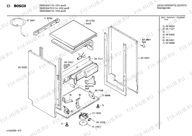 Схема №1 SMS3047EU с изображением Панель для посудомойки Bosch 00290485