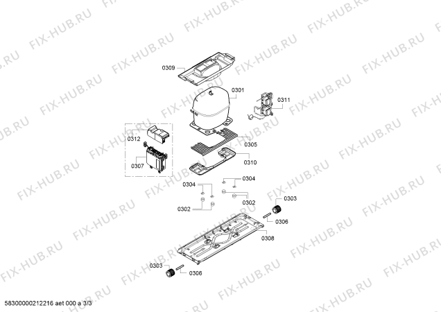 Взрыв-схема холодильника Siemens KG36E6I4P, Siemens - Схема узла 03