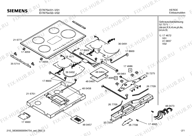 Схема №1 EI77754 с изображением Дисплейный модуль для духового шкафа Siemens 00357275