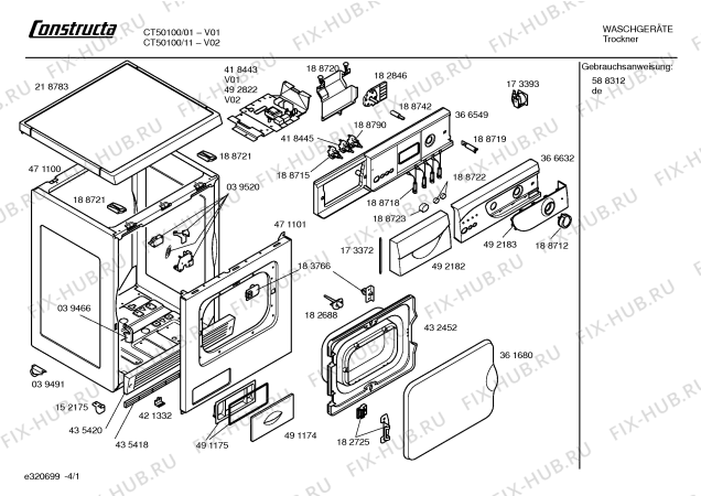 Схема №1 CT50100 Constructa с изображением Ручка для электросушки Bosch 00492182
