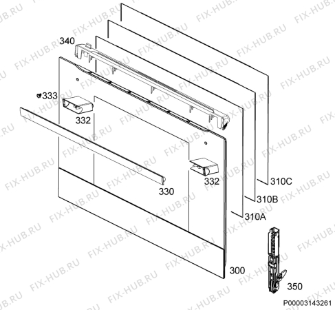 Взрыв-схема плиты (духовки) Electrolux FQP95XEV - Схема узла Door