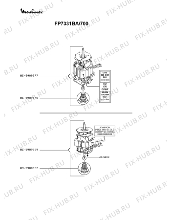 Взрыв-схема кухонного комбайна Moulinex FP7331BA/700 - Схема узла 7P004029.1P4