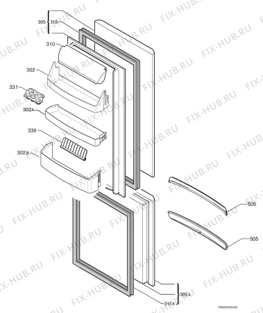 Взрыв-схема холодильника Electrolux ERB36033W - Схема узла Door 003