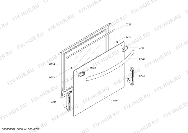 Взрыв-схема плиты (духовки) Bosch HSW422020N - Схема узла 07