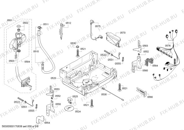 Взрыв-схема посудомоечной машины Bosch SMV40D00EU Silence - Схема узла 05